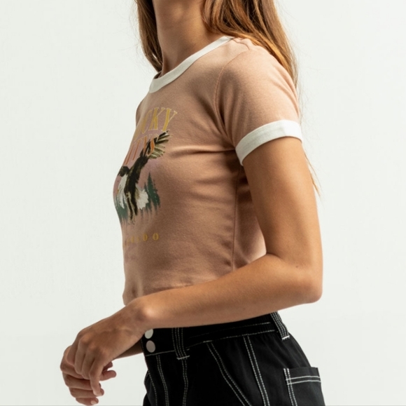 FULL TILT Rocky Mountains Womens Ringer Tee Size XXL - Picture 2 of 4